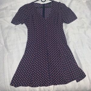 Navy blue abstract dot print dress